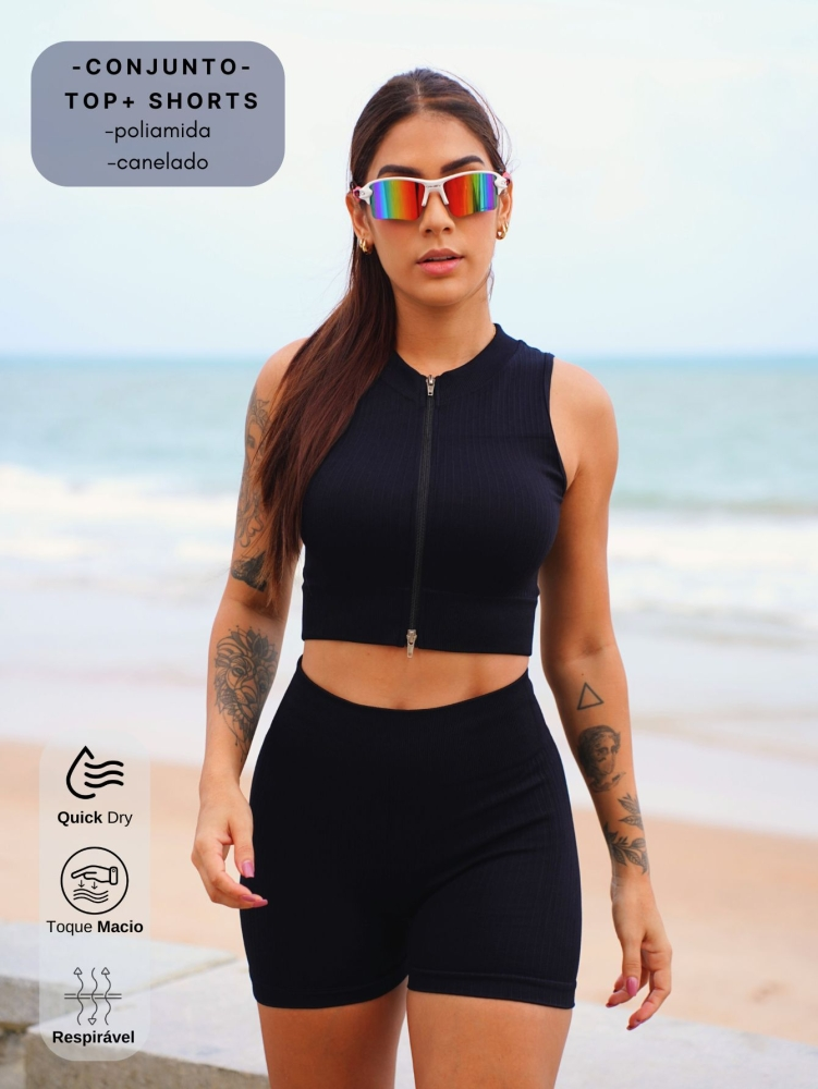 Conjunto short top zíper - Imagem 3